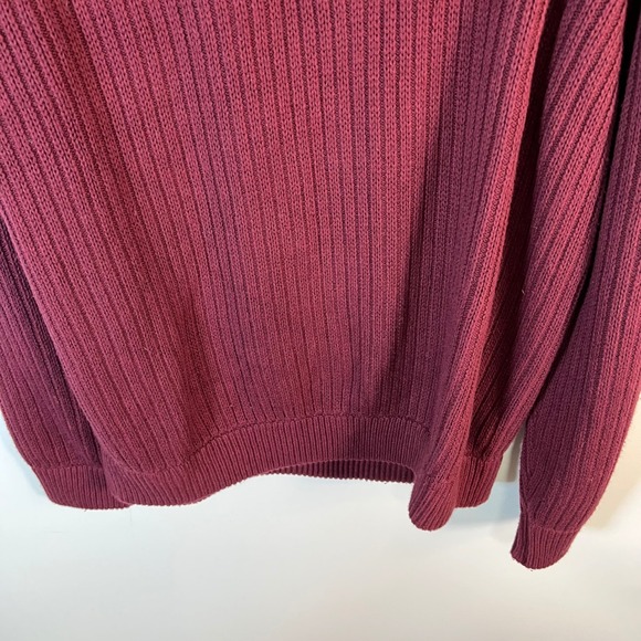 Duluth Trading Co Mens XL Burgundy Shawl Collar Ribbed Cotton Wool Sweater Cabin - Picture 3 of 8